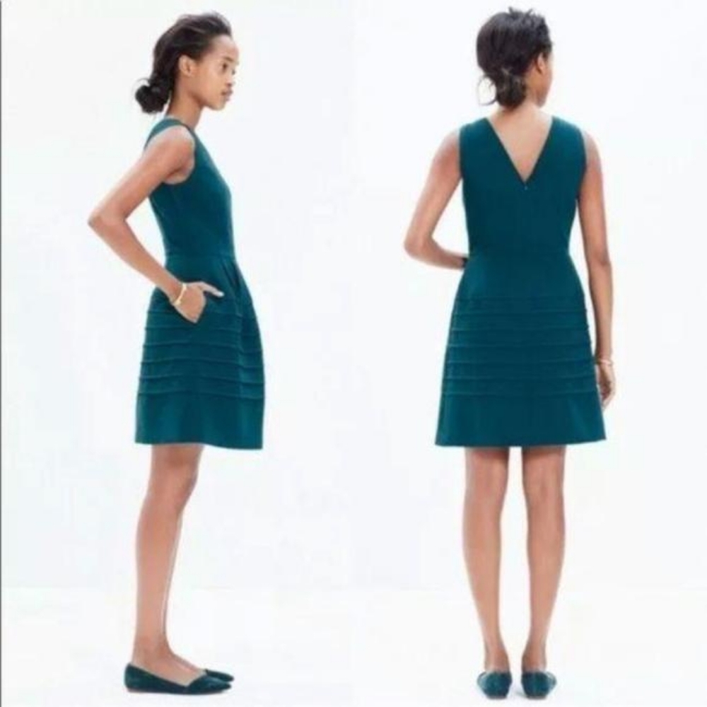 Madewell Blue Green Dark Spruce Midnight Tiered Short Casual Dress